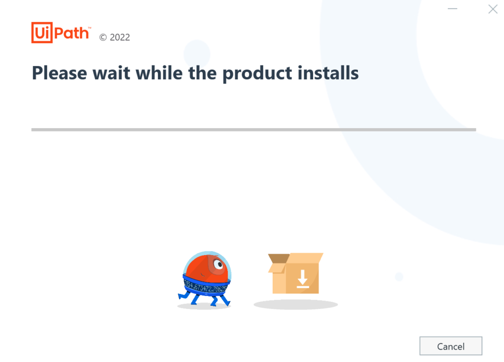 Please wait while the product installs