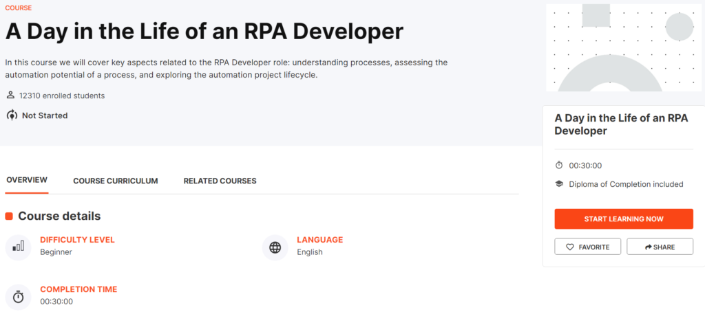 RPA Developer course