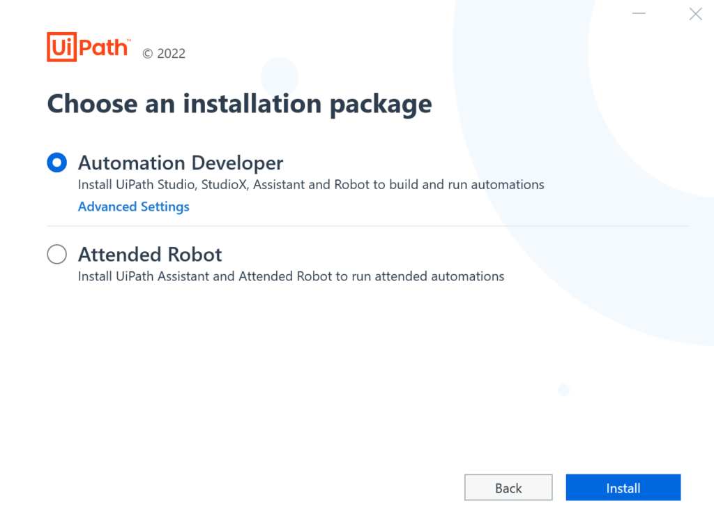 Choose an installation package
