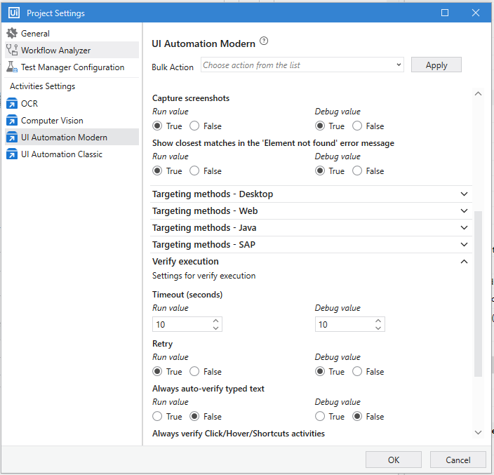 Project Settings > UI Automation Modern