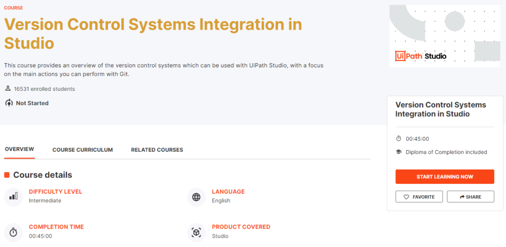 Version Control Systems Integration in Studio