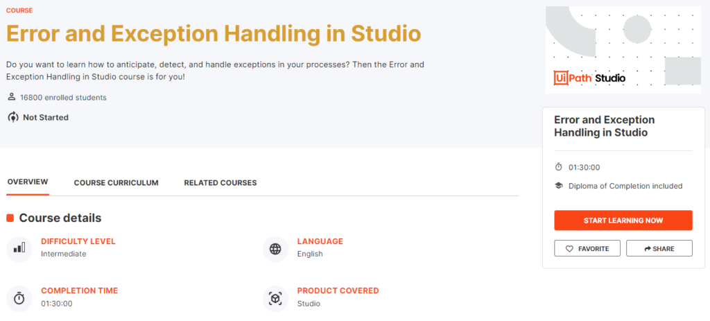 Error and Exception Handling in Studio