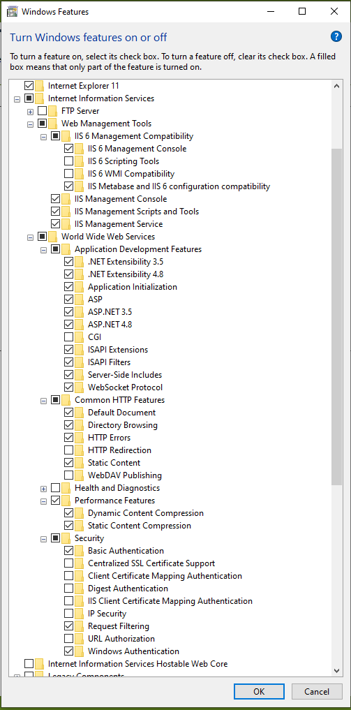 Turn Windows features on or off