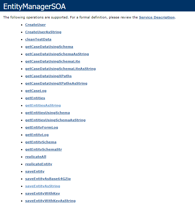 Bizagi EntityManagerSOA web methods