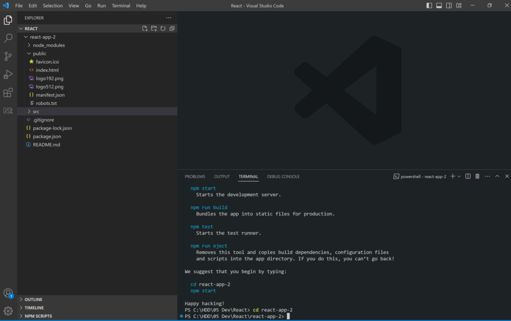 visual studio code - learning react