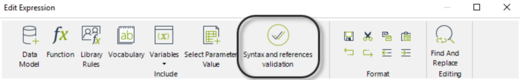 Syntax and references validation in Bizagi